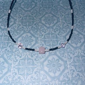 Striped glass beaded choker